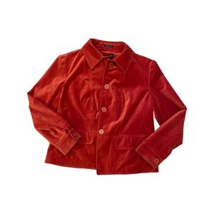 Jones New York velvet orange 70s style button up jacket